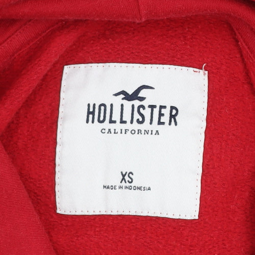 Hollister Men's Red Pullover Hoodie XS Graphic Logo Hooded Sweatshirt