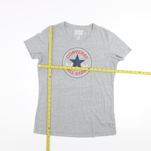 Converse Mens Grey Graphic All Star T-Shirt Size L Crew Neck Casual