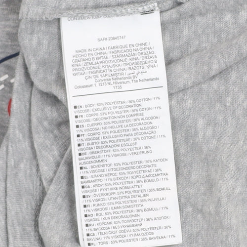 Converse Mens Grey Graphic All Star T-Shirt Size L Crew Neck Casual