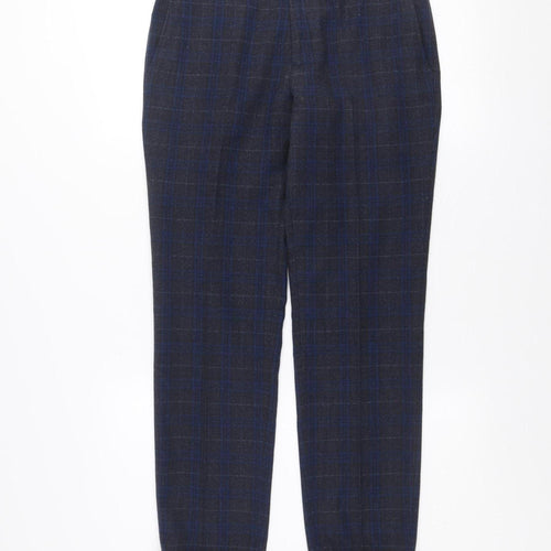 Next Men’s Blue Check Slim Trousers 30in Waist 29in Leg Formal