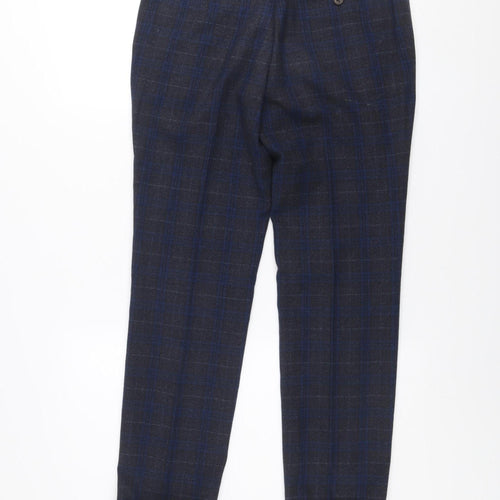 Next Men’s Blue Check Slim Trousers 30in Waist 29in Leg Formal