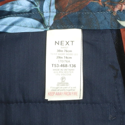 Next Men’s Blue Check Slim Trousers 30in Waist 29in Leg Formal