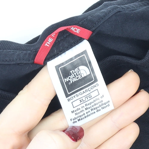 The North Face Boys Black XL Regular Fit Logo Cotton T-Shirt
