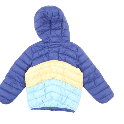 Marks and Spencer Boys Blue Yellow Hooded Puffer Jacket 5-6 Years