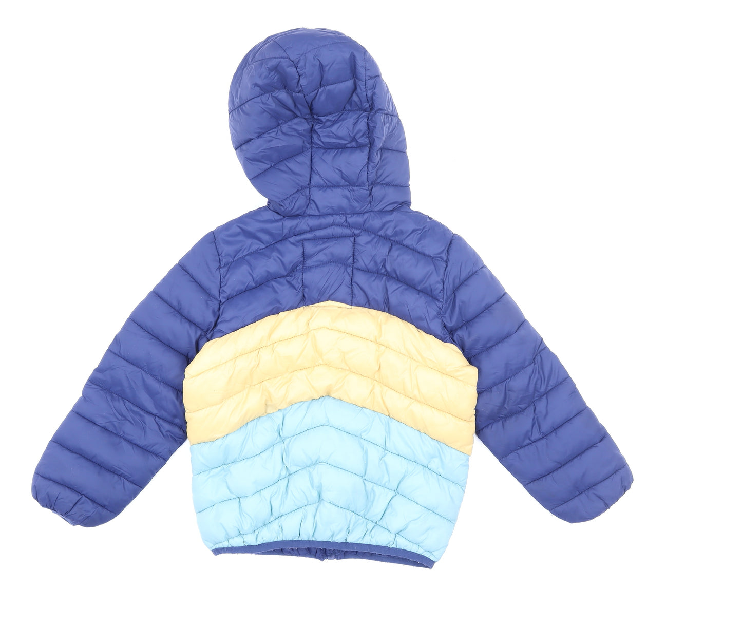 Marks and Spencer Boys Blue Yellow Hooded Puffer Jacket 5-6 Years