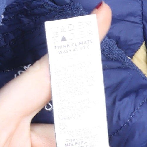 Marks and Spencer Boys Blue Yellow Hooded Puffer Jacket 5-6 Years