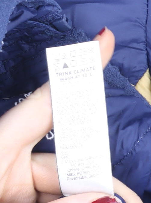 Marks and Spencer Boys Blue Yellow Hooded Puffer Jacket 5-6 Years