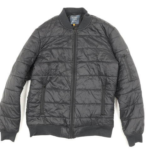 Blend Mens Black M Bomber Jacket Polyester Full Zip Lined Casual