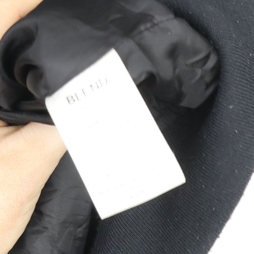 Blend Mens Black M Bomber Jacket Polyester Full Zip Lined Casual