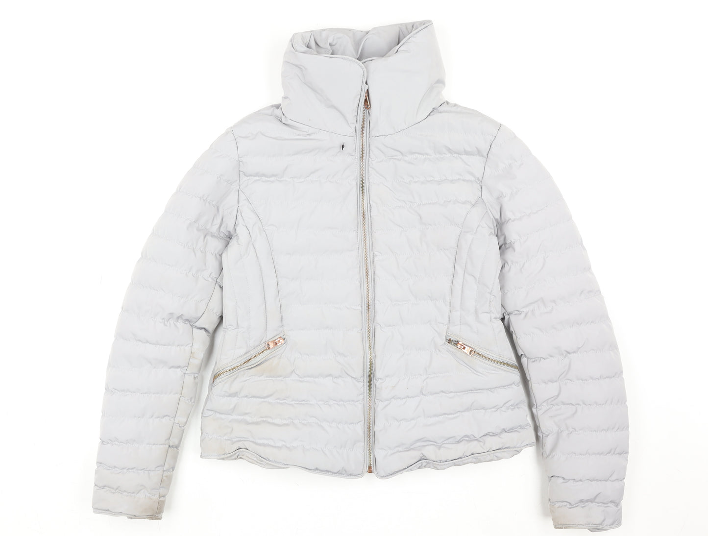 TKY Outfitters Women's Grey Puffer Jacket UK 12 Zip Lightweight