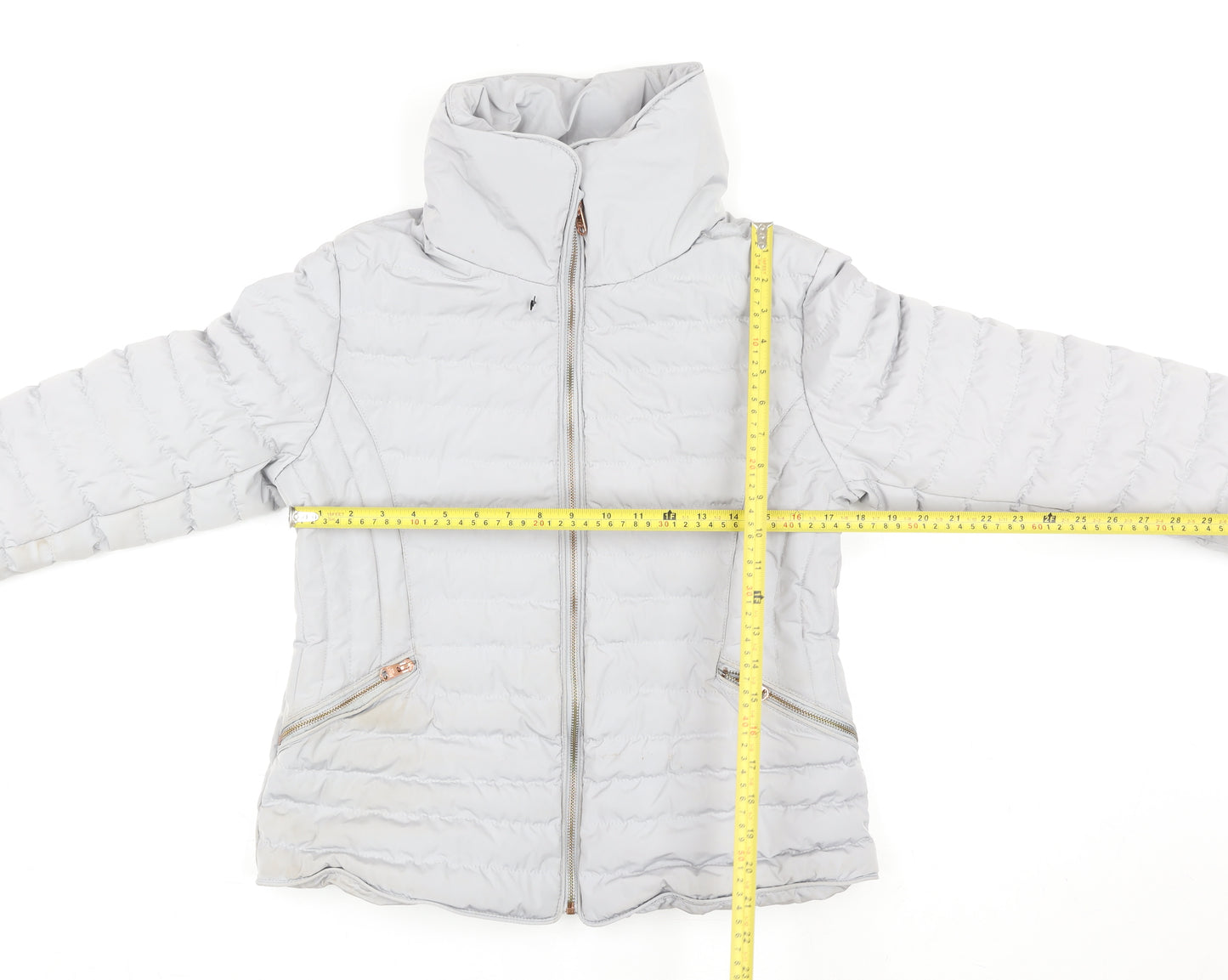 TKY Outfitters Women's Grey Puffer Jacket UK 12 Zip Lightweight