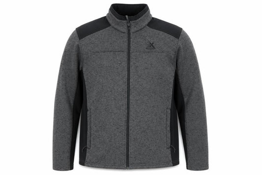 Front view of Zead Xposur Men's Grey Full Zip Fleece Jacket, size L, Regular Fit