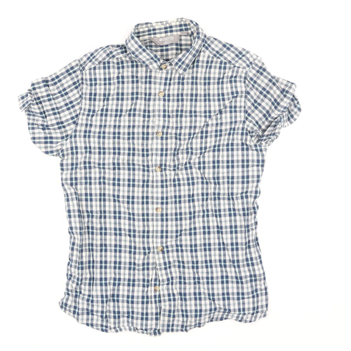 Mountain Warehouse Men's Blue Check Short Sleeve Cotton Shirt M