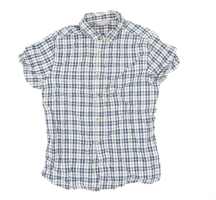 Mountain Warehouse Men's Blue Check Short Sleeve Cotton Shirt M