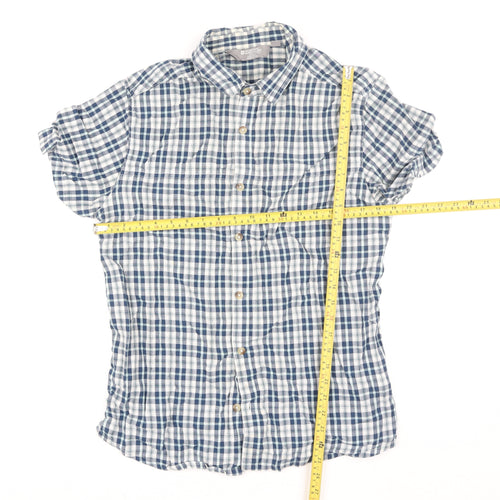 Mountain Warehouse Men's Blue Check Short Sleeve Cotton Shirt M