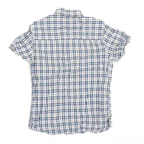 Mountain Warehouse Men's Blue Check Short Sleeve Cotton Shirt M