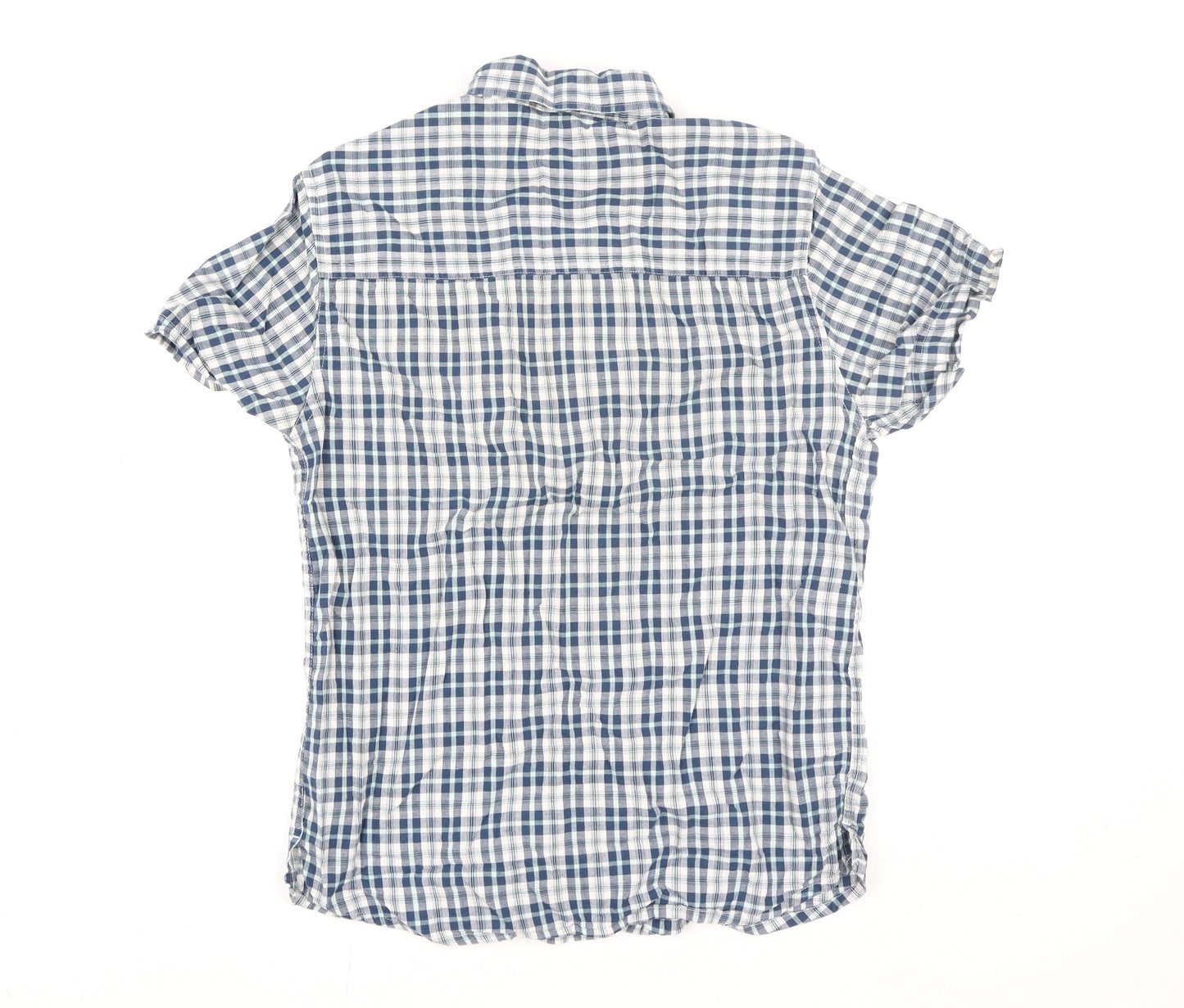 Mountain Warehouse Men's Blue Check Short Sleeve Cotton Shirt M