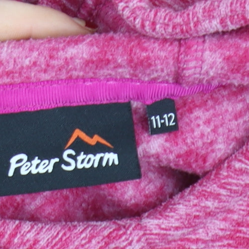 Peter Storm Teens Pink Fleece Hooded Activewear Jacket Size 11-12