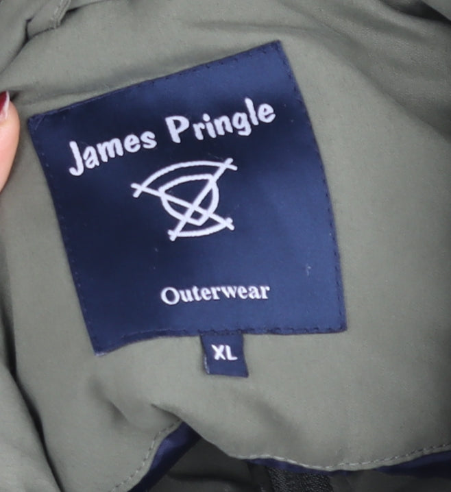 James Pringle Men's Green XL Puffer Jacket Full Zip Insulated