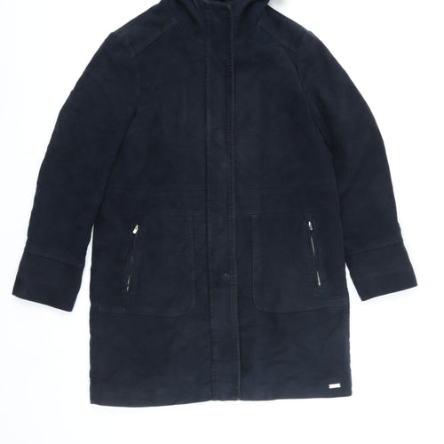White Stuff Women's Blue Hooded Parka Coat Size 10