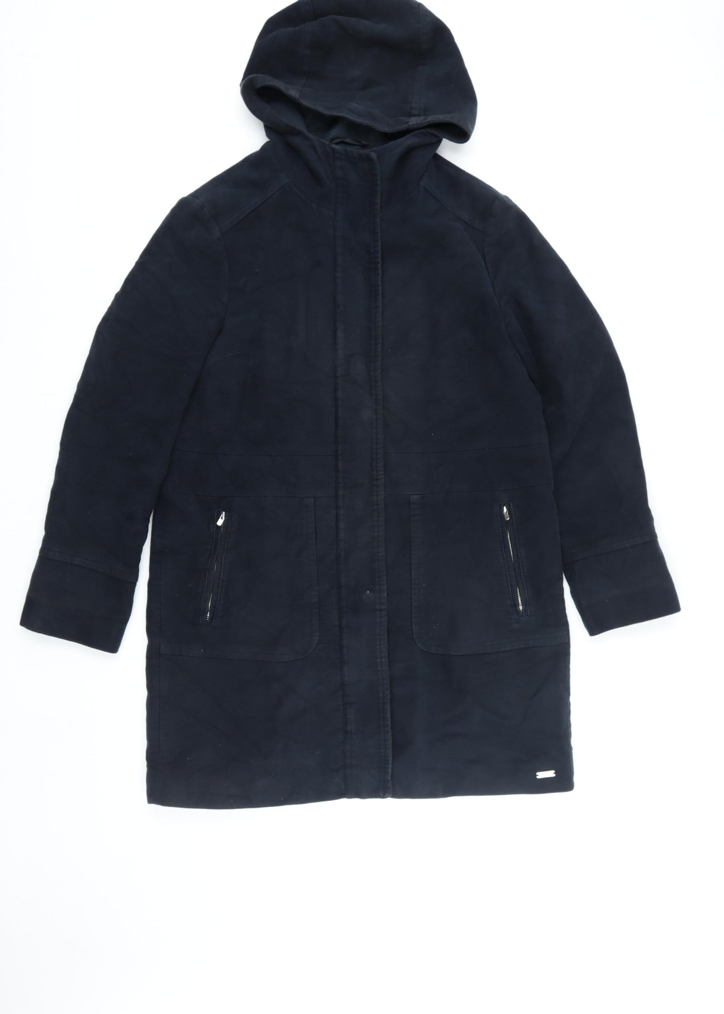 White Stuff Women's Blue Hooded Parka Coat Size 10