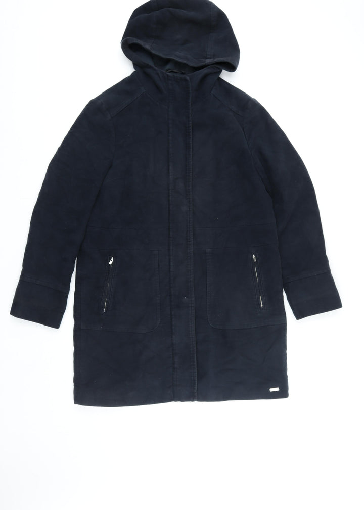 White Stuff Women's Blue Hooded Parka Coat Size 10