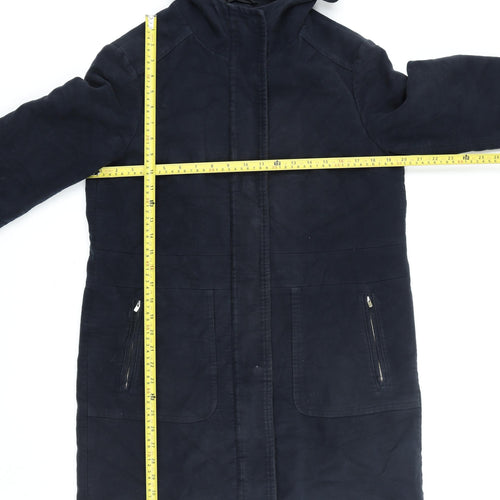 White Stuff Women's Blue Hooded Parka Coat Size 10