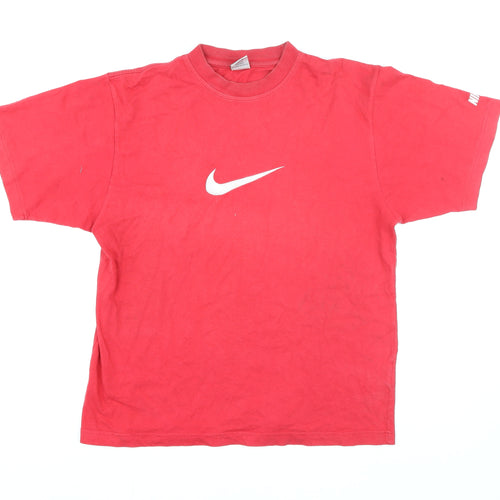 Nike Men's Red Small Regular Fit Cotton Logo Sports T-Shirt