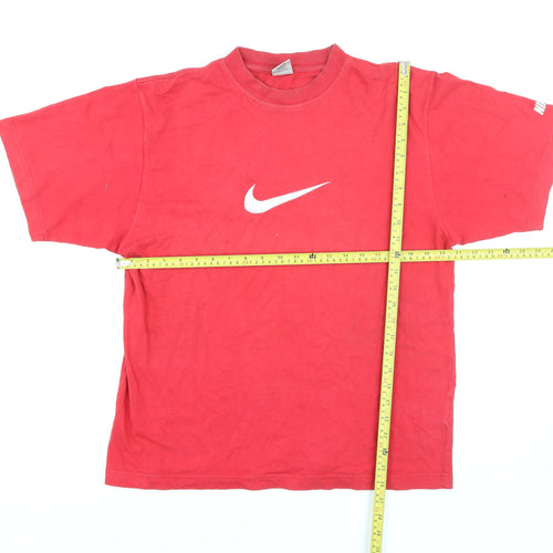 Nike Men's Red Small Regular Fit Cotton Logo Sports T-Shirt