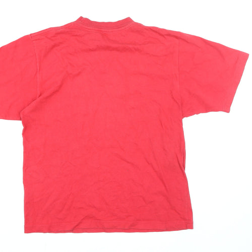 Nike Men's Red Small Regular Fit Cotton Logo Sports T-Shirt