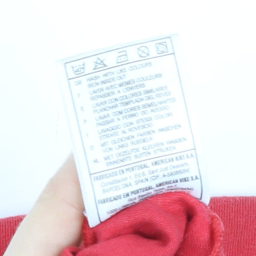 Nike Men's Red Small Regular Fit Cotton Logo Sports T-Shirt