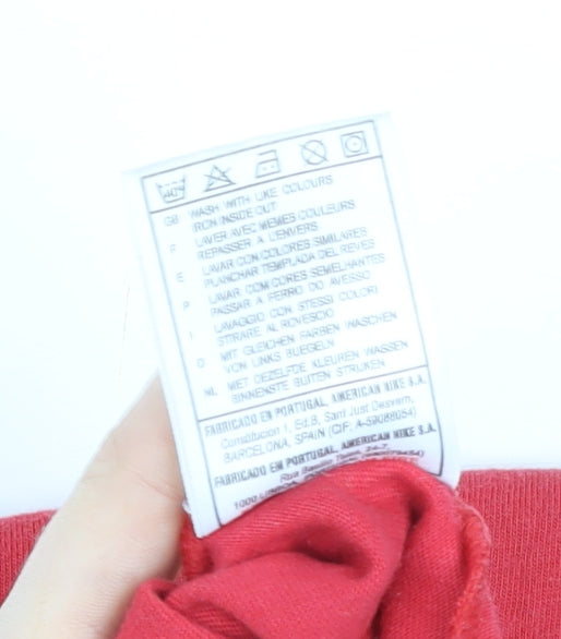 Nike Men's Red Small Regular Fit Cotton Logo Sports T-Shirt