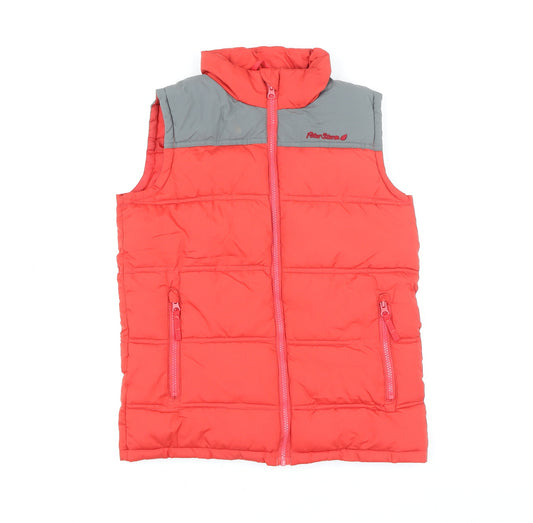 Peter Storm Boys Red Grey Puffer Bodywarmer Gilet 11-12 Years Insulated Zip
