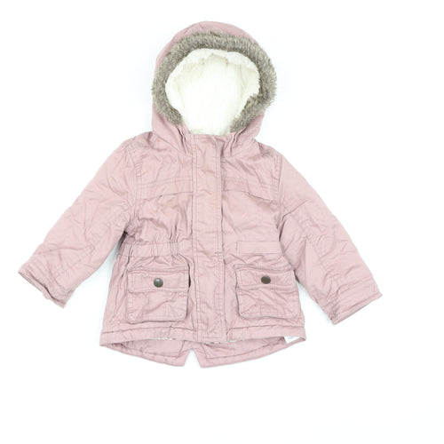 Marks and Spencer Girls Dusky Pink Hooded Parka Coat 12-18 Months