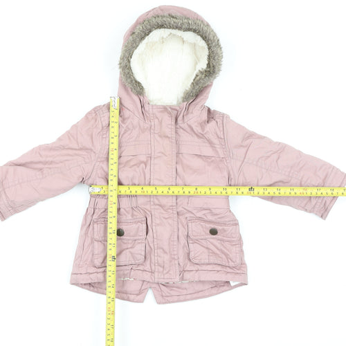 Marks and Spencer Girls Dusky Pink Hooded Parka Coat 12-18 Months