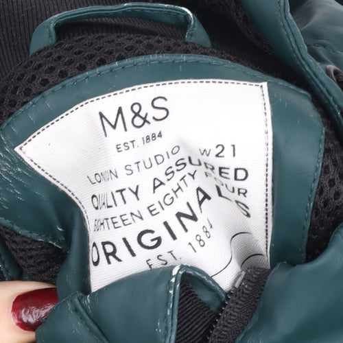 Marks and Spencer Boys Green Hooded Waterproof Rain Coat 13-14 Years