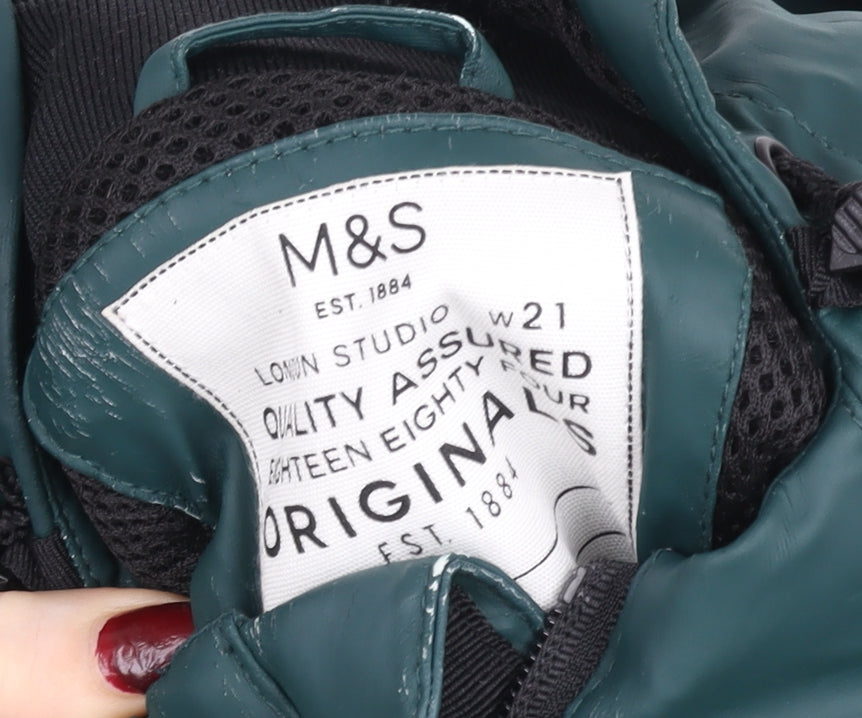 Marks and Spencer Boys Green Hooded Waterproof Rain Coat 13-14 Years