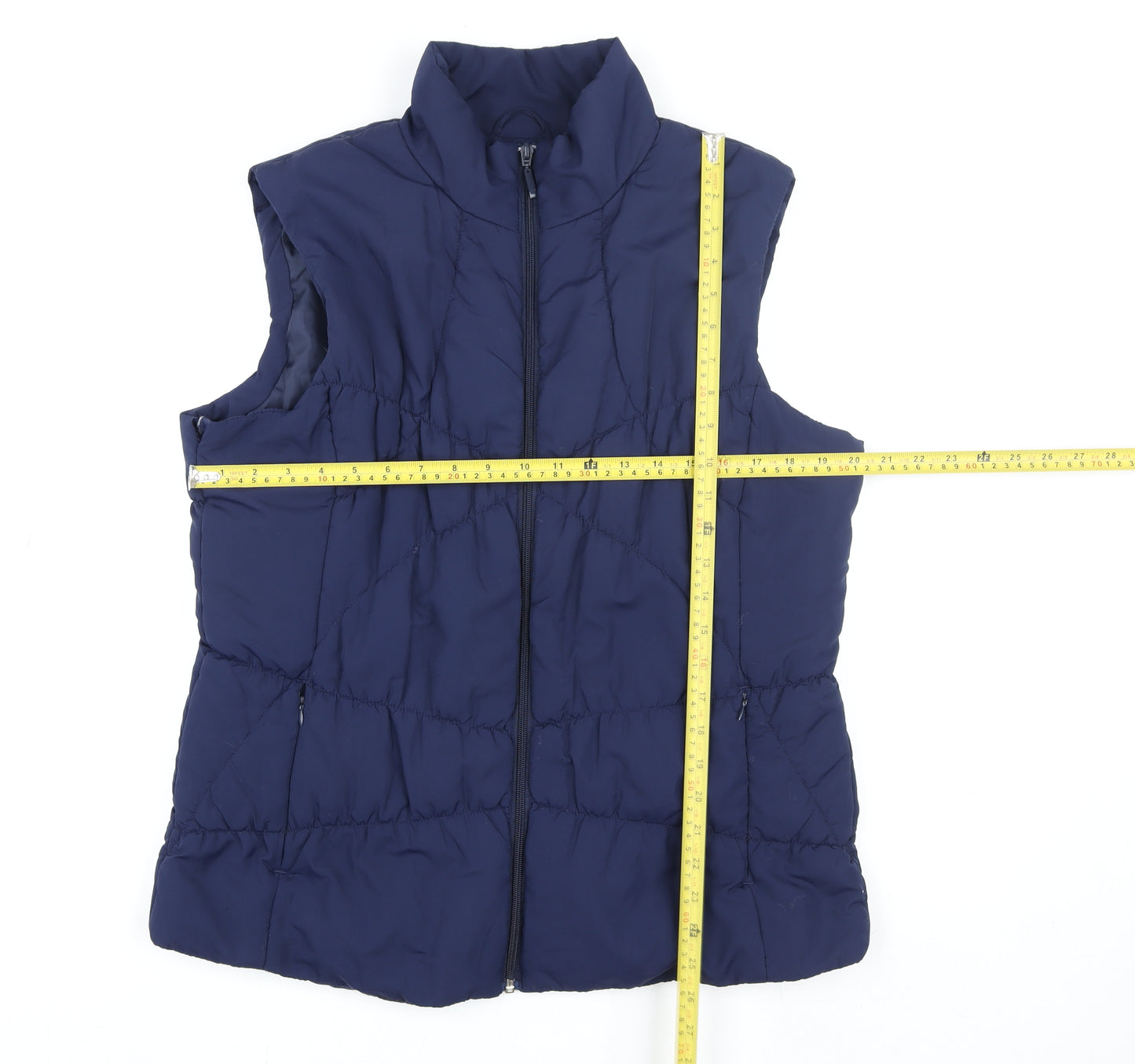 Tu Men Blue Puffer Waistcoat Size 20 Quilted Zip Lightweight Vest