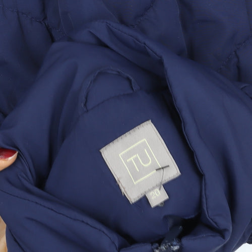 Tu Men Blue Puffer Waistcoat Size 20 Quilted Zip Lightweight Vest
