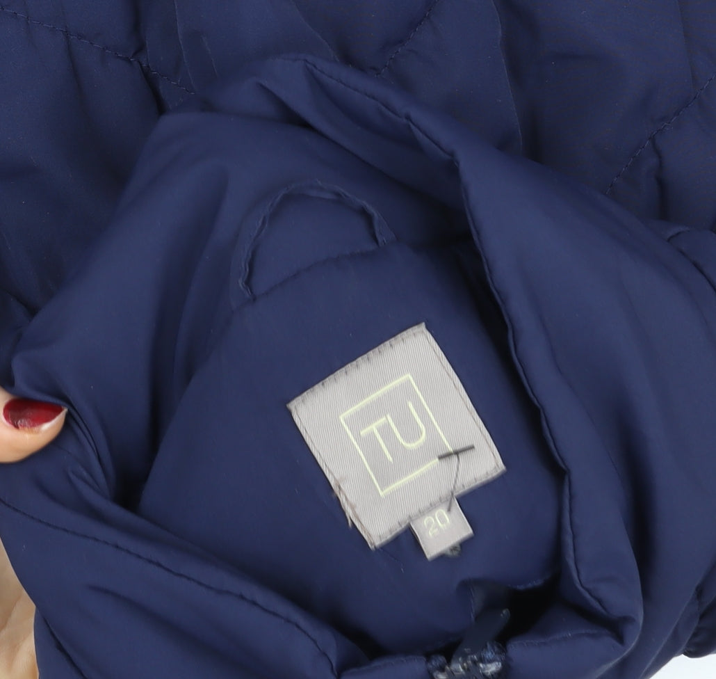 Tu Men Blue Puffer Waistcoat Size 20 Quilted Zip Lightweight Vest