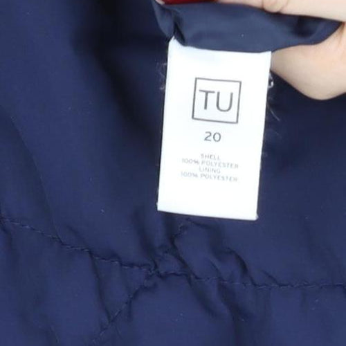 Tu Men Blue Puffer Waistcoat Size 20 Quilted Zip Lightweight Vest