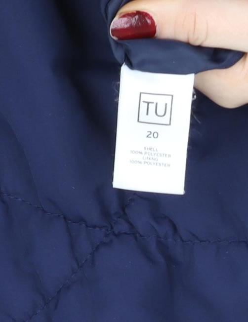 Tu Men Blue Puffer Waistcoat Size 20 Quilted Zip Lightweight Vest