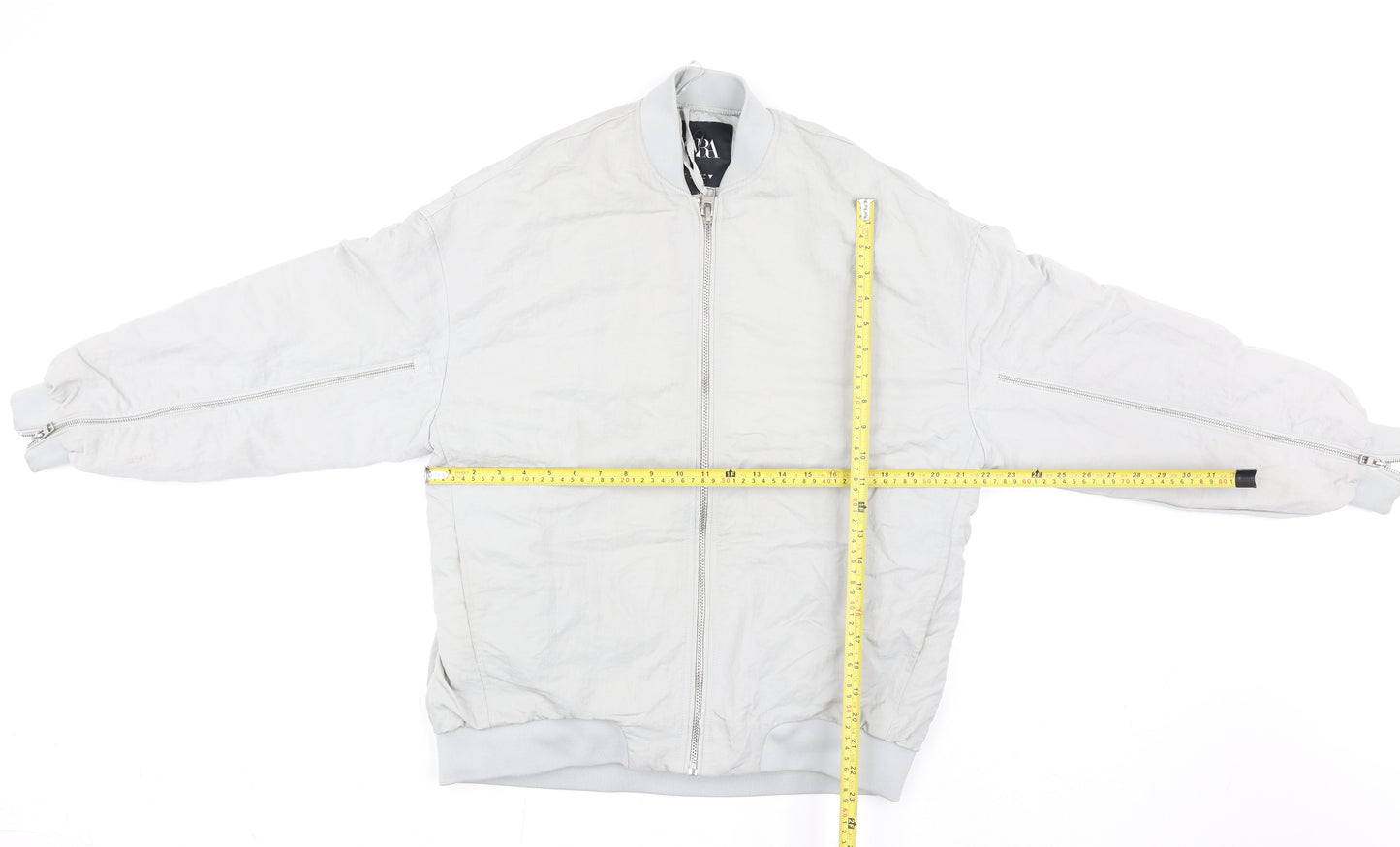 ZARA Women’s Grey Bomber Jacket Size S Lightweight Nylon Zip Up