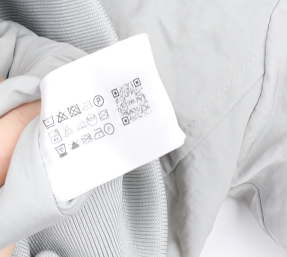 ZARA Women’s Grey Bomber Jacket Size S Lightweight Nylon Zip Up