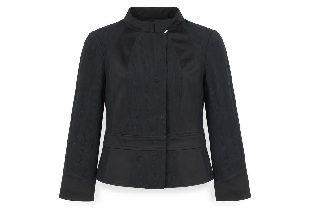 Front view of Infinitif Paris Women's Black, size 12 Slim, Fit Short Jacket