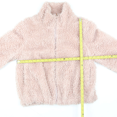 Dorothy Perkins Women Pink Faux Fur Full Zip Hoodie UK 16