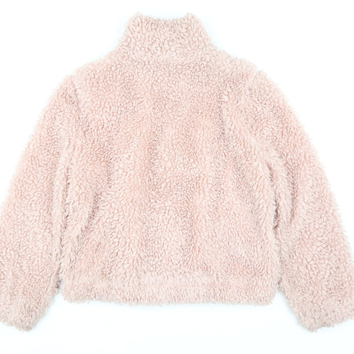 Dorothy Perkins Women Pink Faux Fur Full Zip Hoodie UK 16