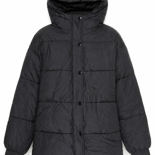 Mango Women Black Small Hooded Quilted Puffer Jacket