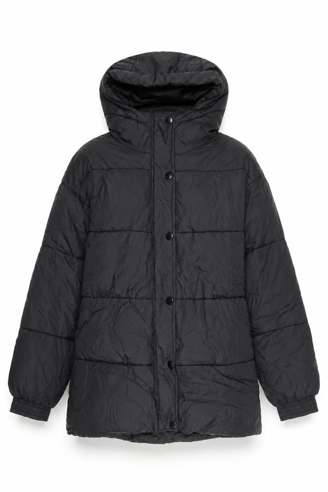 Mango Women Black Small Hooded Quilted Puffer Jacket