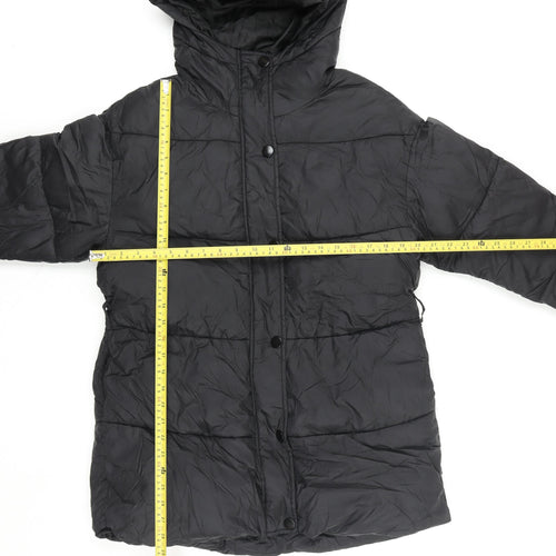 Mango Women Black Small Hooded Quilted Puffer Jacket